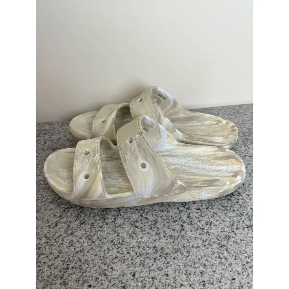 Crocs Classic Marble Sandals Tie Dye Unisex Bone Color New Mens 9 Womens 11 Wate